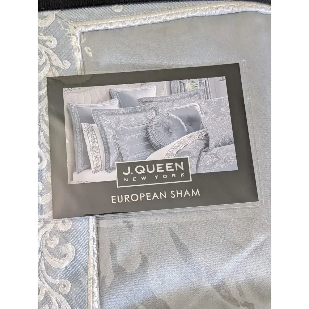 J Queen New York Sondra Powder Blue Euro Sham New Open 26x26 Square Cover $84